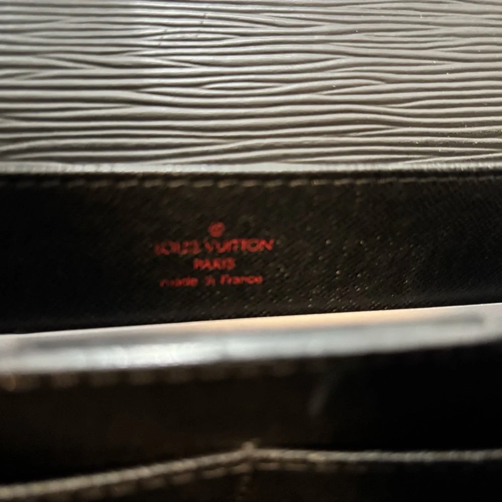 Louis Vuitton Black Epi Leather Briefcase with Gold Hardware